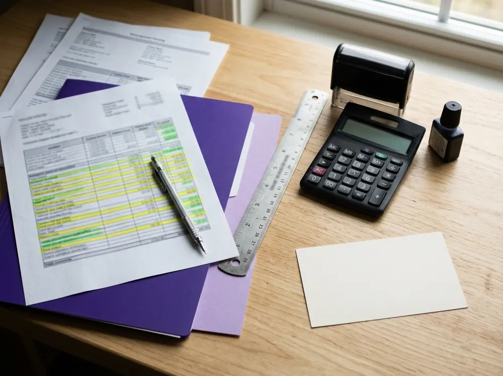 A review desk with dated pricing sheets, where every correction is checked against its source